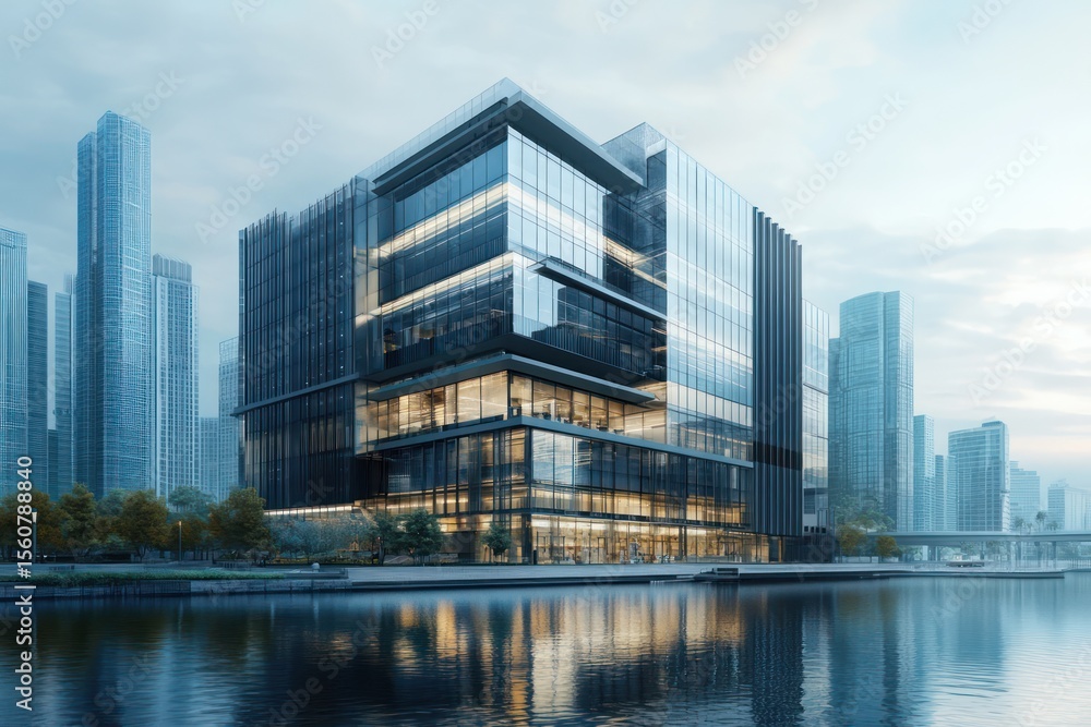 Obraz premium Office Tower in Business District . Real Estate Background
