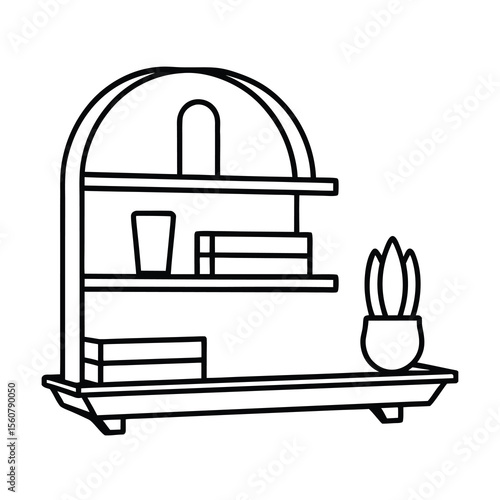 modern wall shelve sketch vector design art