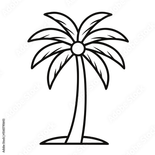 Tropical Palm Tree Icon – Clean Line Art Style for Travel Concepts