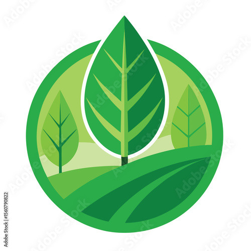 Green Leaf Vector Icon – Nature and Eco Symbol Design
