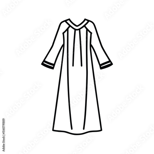 stylish nightgown vector outline drawing art