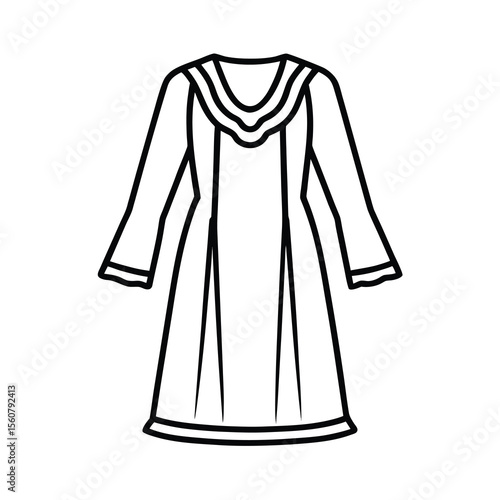 stylish nightgown vector outline drawing art