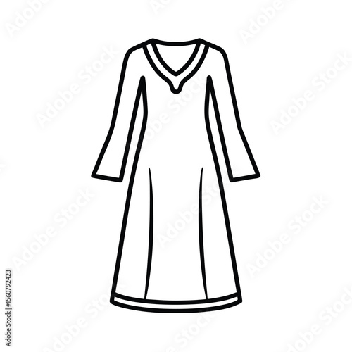stylish nightgown vector outline drawing art