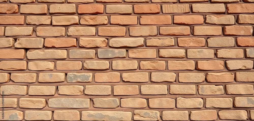 Obraz premium Timeworn horizontal brick wall seamless texture Rough, aged stone blocks, earthy tones, detail, stonework