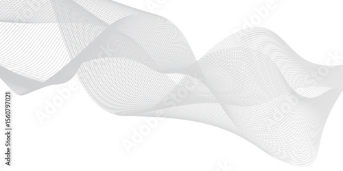 Flowing wave pattern gradient smooth curve shape isolated on transparent background. Technology , science lines flow and motion energy blend.	