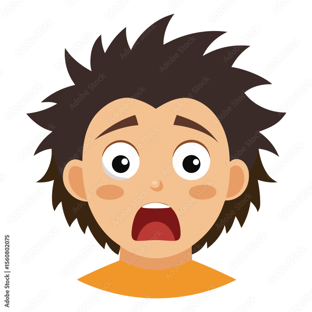 Fototapeta premium Frightened Face Vector Illustration ? Cartoon, Clipart and Line Art Design for Print and Digital Use.eps