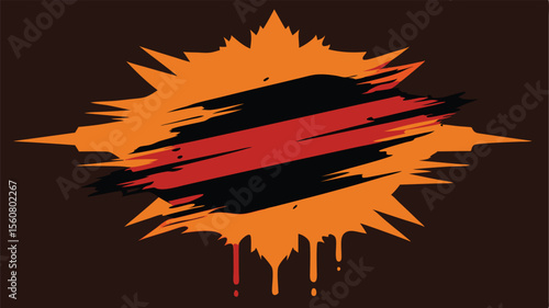 Abstract vector illustration of an explosive design with orange and red brush strokes