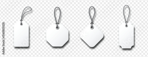 Realistic tag mockup isolated on transparent background, ideal for branding, pricing, clothing labels, or product packaging design presentations