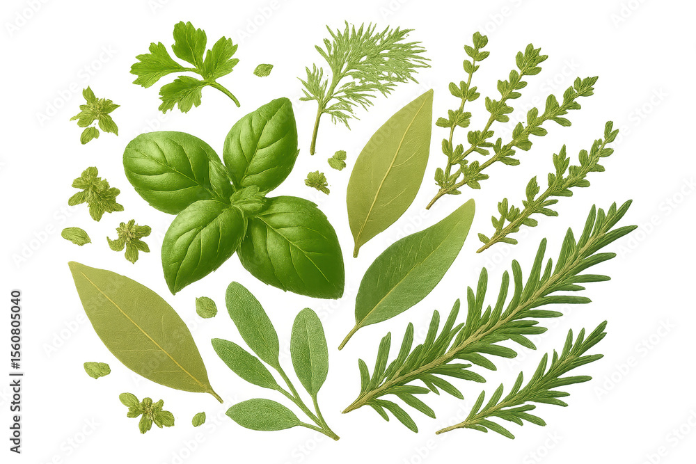 Culinary herbs and spices isolated on a transparent background, flavoring mix Culinary herbs and spices isolated on a transparent background, flavoring mix