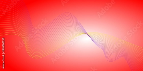 Wavy Yellow and Purple Lines on Radiant Red Gradient Background