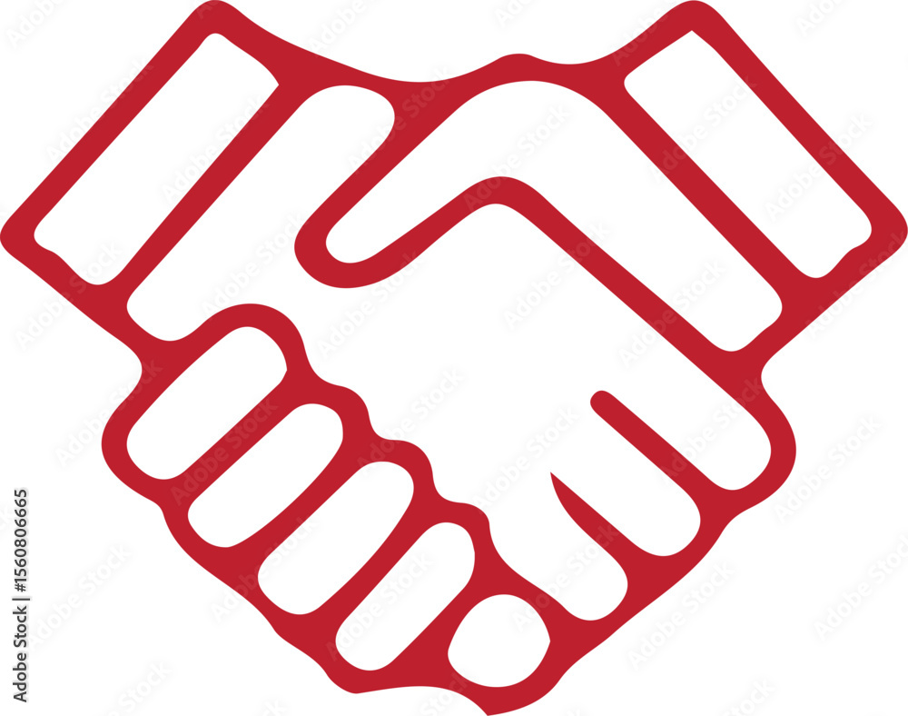 Fototapeta premium A red outline of a handshake forming a square shape illustration