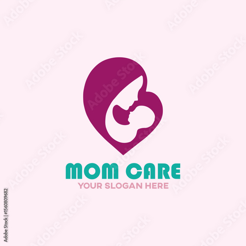 mom baby care logo design vector