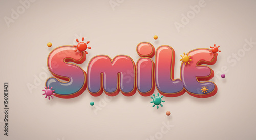 Cheerful 3D Cartoon Style Smile Text Illustration