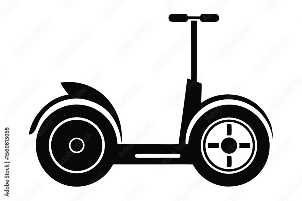 Illustration of a Black TwoWheeled SelfBalancing Electric Scooter with Handlebars and Circular Accents Illustration of a Black TwoWheeled SelfBalancing Electric Scooter with Handlebars and Circular Accents