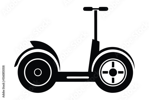 Illustration of a Black TwoWheeled SelfBalancing Electric Scooter with Handlebars and Circular Accents