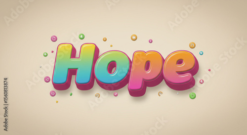 Vibrant Rainbow Hope Text Effect Colorful 3D Typography Design