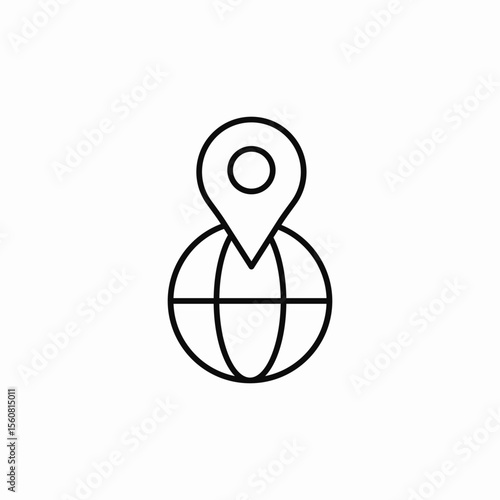 globe location pin icon sign vector