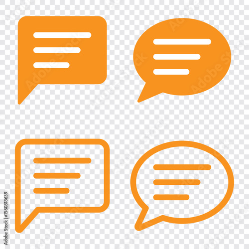 Chat bubble set outline vector isolated on white background. Chat icon.Line chat icons for flat design. Talk baloon icons. Chat speech bubble.