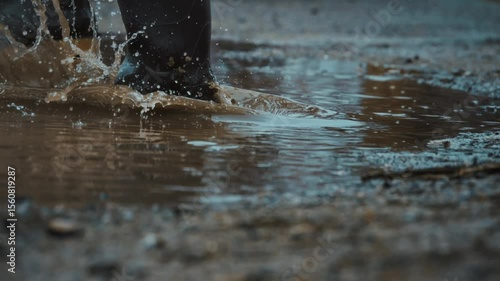 Wallpaper Mural Closeup shots of splashes in puddles vividly showcase the enchanting rainy atmosphere and muddy surroundings Torontodigital.ca