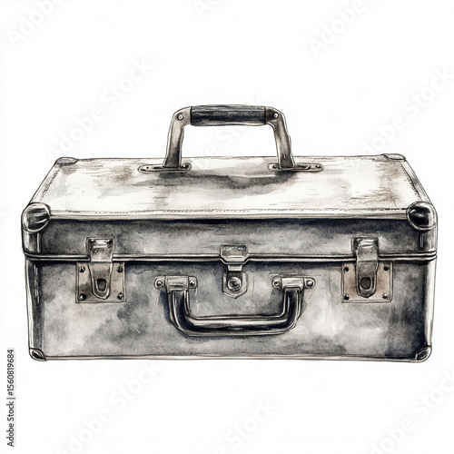 old suitcase isolated on white