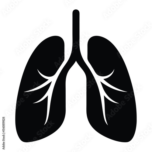 lung vector, respiratory organ icon, medical anatomy silhouette, human body symbol, healthcare design

