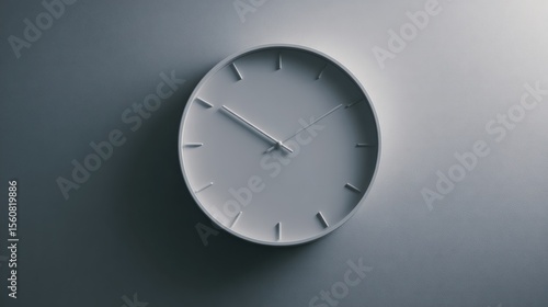 Wallpaper Mural Modern minimalist round wall clock with a simple design and brushed silver frame on a smooth wall background Torontodigital.ca