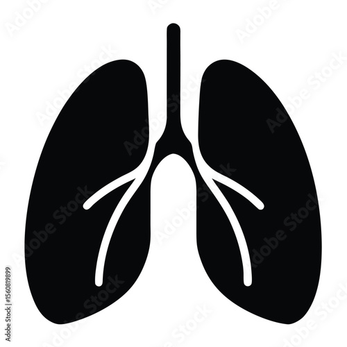 lung vector, respiratory organ icon, medical anatomy silhouette, human body symbol, healthcare design


