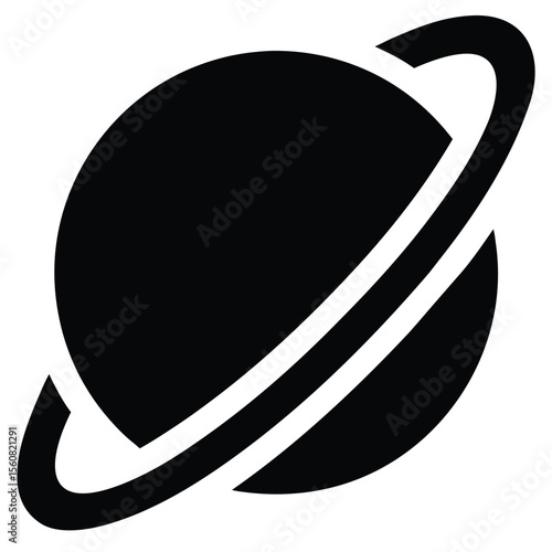 planet orbit icon, ringed planet vector, cosmic astronomy symbol, galaxy illustration, space science design

