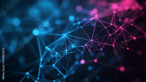 Blue theme abstract geometric background, interconnected lines with metal texture, non-blur volumetric HD render