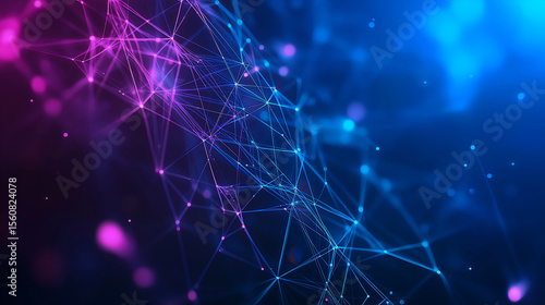 Blue theme abstract geometric background, interconnected lines with metal texture, non-blur volumetric HD render