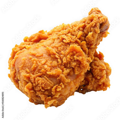 Two golden brown crispy fried chicken drumsticks with a crunchy coating isolated on transparent background
