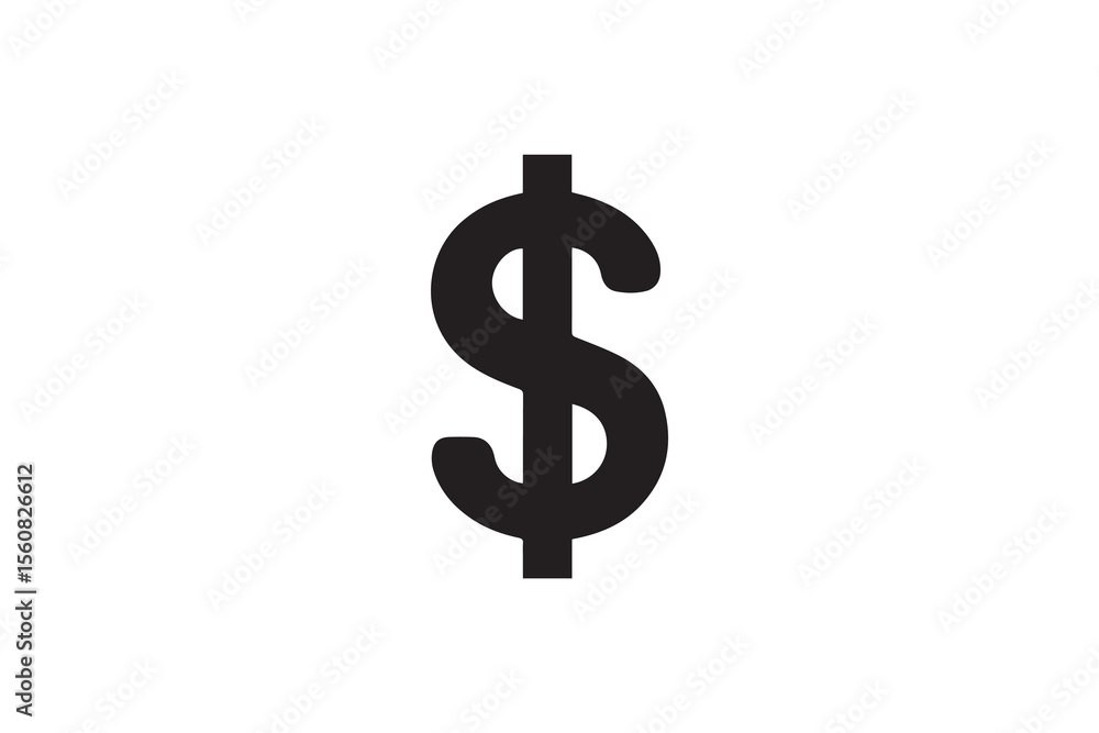 A dollar icon silhouette with a simple, understated design set against a white background A dollar icon silhouette with a simple, understated design set against a white background