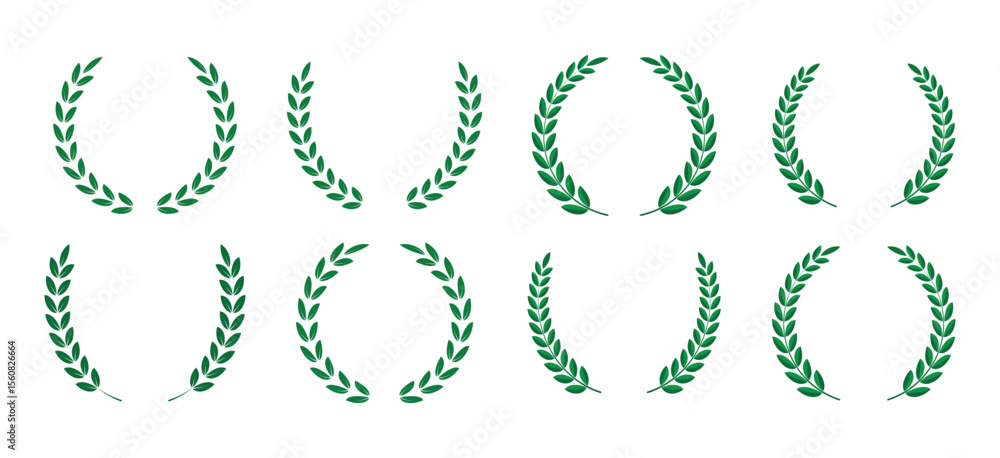 Green Laurel leaves vector circle with branch Green Laurel leaves vector circle with branch