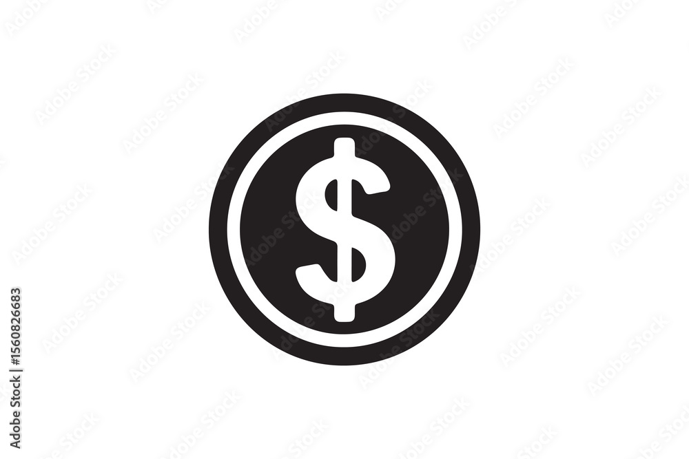 A dollar icon silhouette with a simple, understated design set against a white background A dollar icon silhouette with a simple, understated design set against a white background