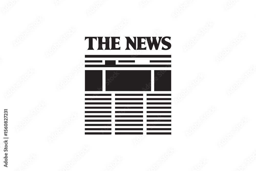 Naklejka premium A news paper silhouette with a simple, understated design set against a white background 