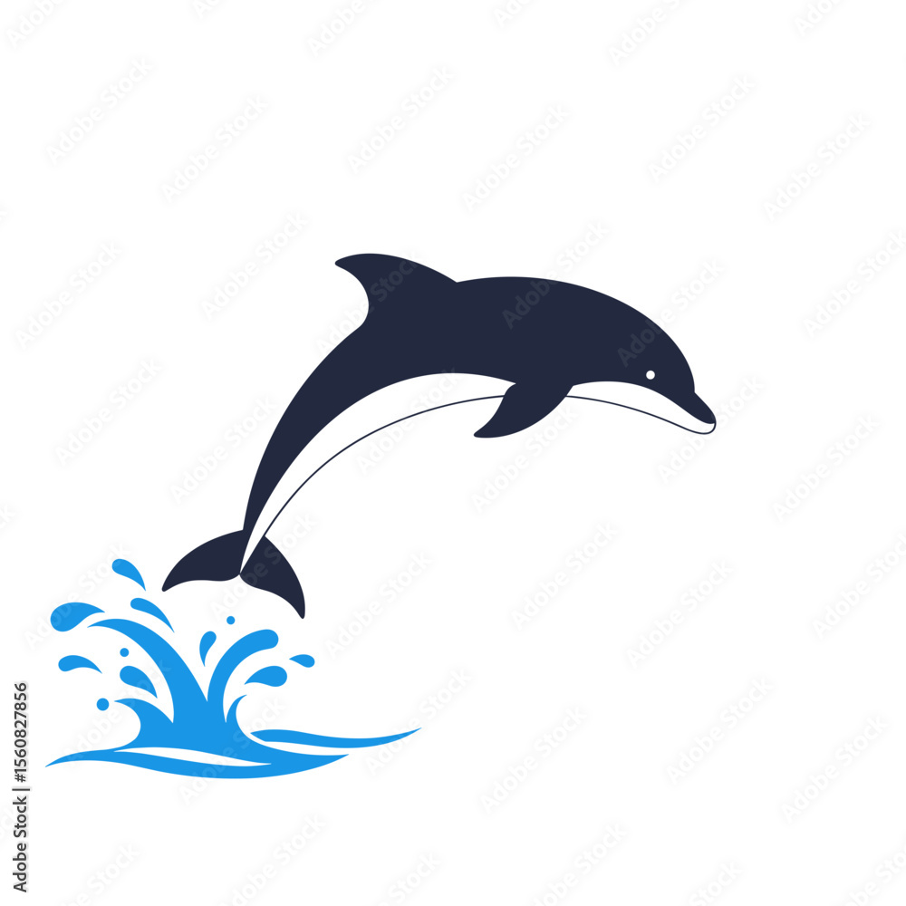 Naklejka premium Minimalist Abstract Jumping Dolphin Illustration