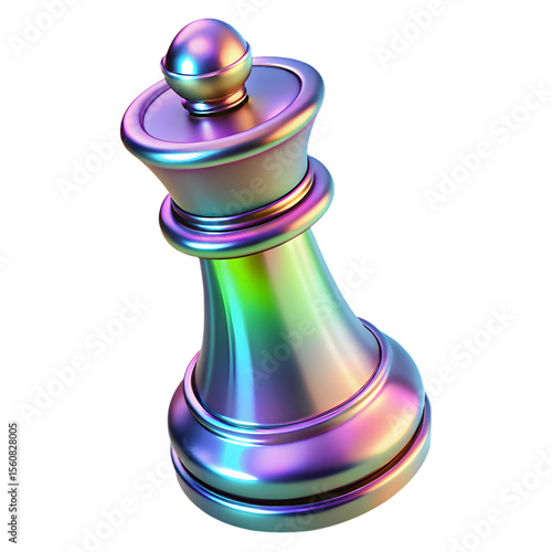Iridescent Chess Queen Piece on game strategy