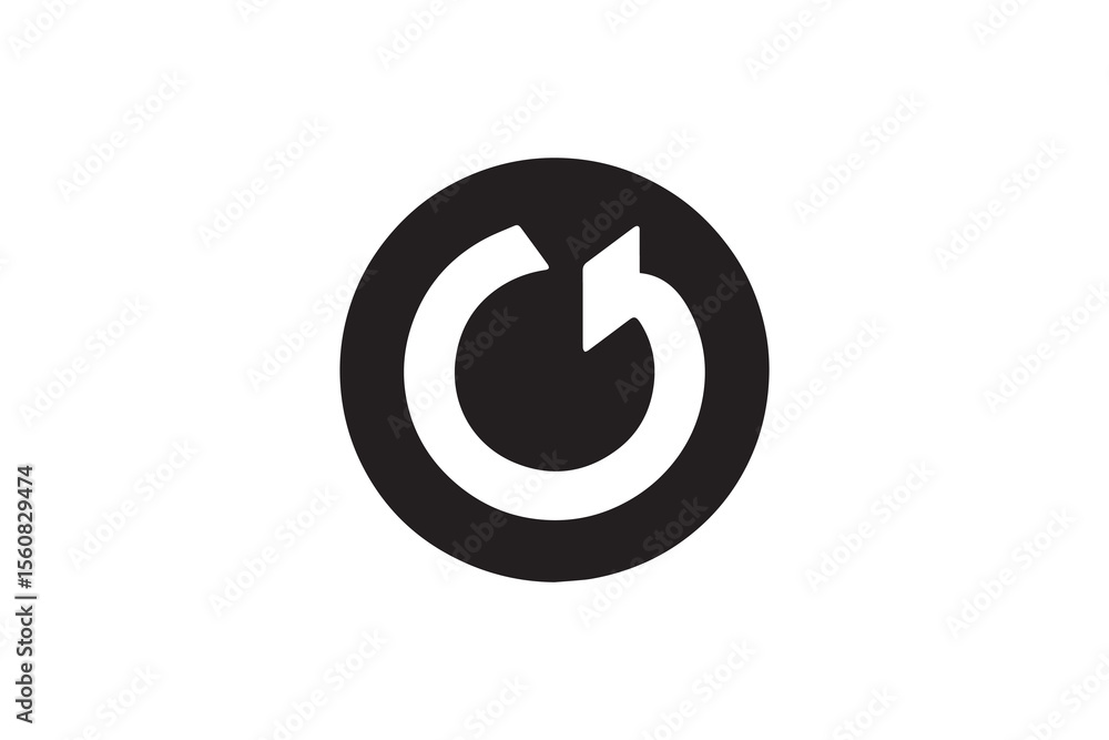 A Undo icon silhouette with a simple, understated design set against a white background A Undo icon silhouette with a simple, understated design set against a white background