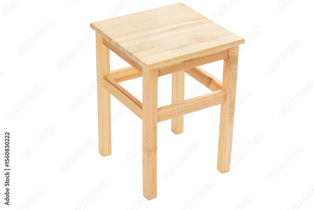 Fototapeta premium Wooden stool – isolated on transparent background, PNG, front view