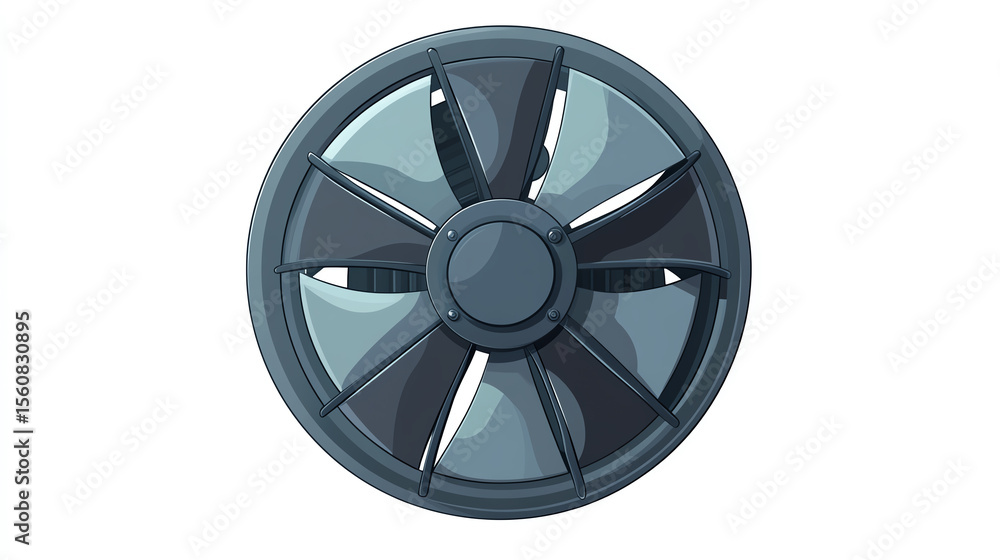 Obraz premium a modern exhaust fan clipart, ventilation equipment, flat painted illustration, dark gray, isolated on white background