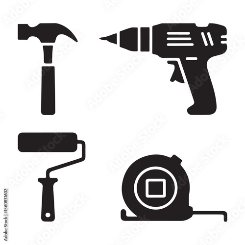 Hammer drill paint roller tape measure tools