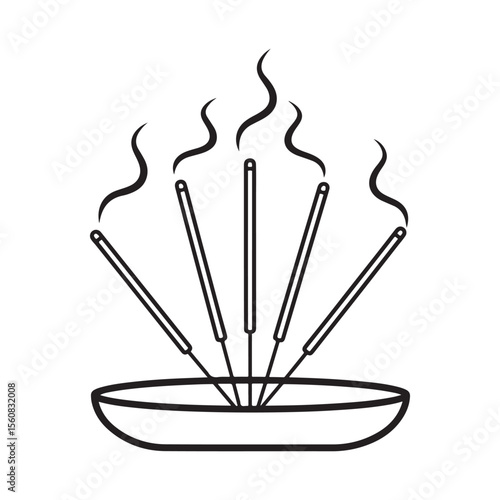 black and white incense sticks burning clip art preview