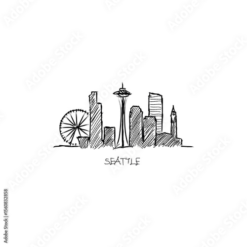 Capture the spirit of Seattle in a single line. Our iconic logo showcases the city's silhouette, blending elegance and urban charm.