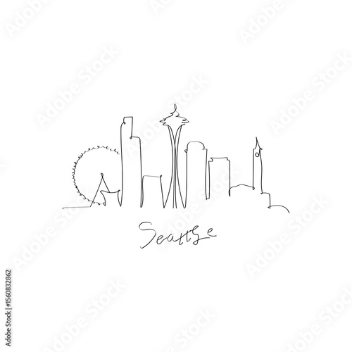 Capture the spirit of Seattle in a single line. Our iconic logo showcases the city's silhouette, blending elegance and urban charm.