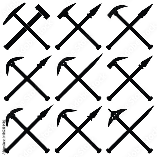 Pickaxe Mining Tool Icon Set