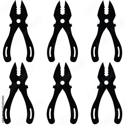 Set of Pliers Tool Silhouettes for Repair and Construction