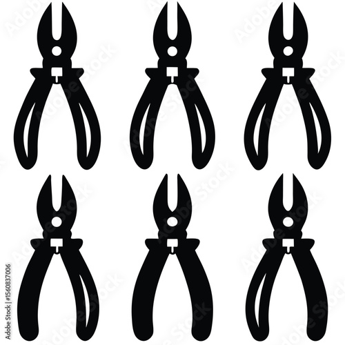 Set of Pliers Tool Silhouettes for Repair and Construction