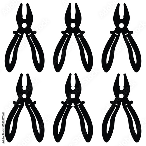 Set of Pliers Tool Silhouettes for Repair and Construction