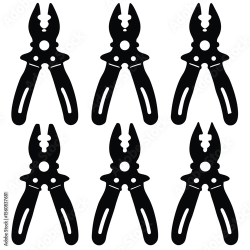 Set of Pliers Tool Silhouettes for Repair and Construction