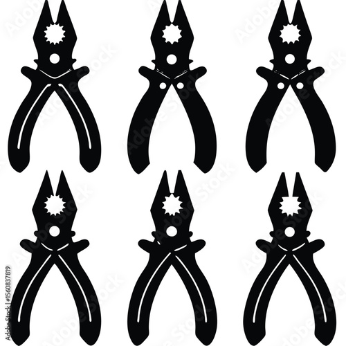 Set of Pliers Tool Silhouettes for Repair and Construction